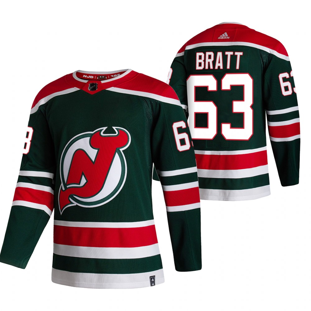 2021 Adidias New Jersey Devils #63 Jesper Bratt Green Men Reverse Retro Alternate NHL Jersey->new york rangers->NHL Jersey